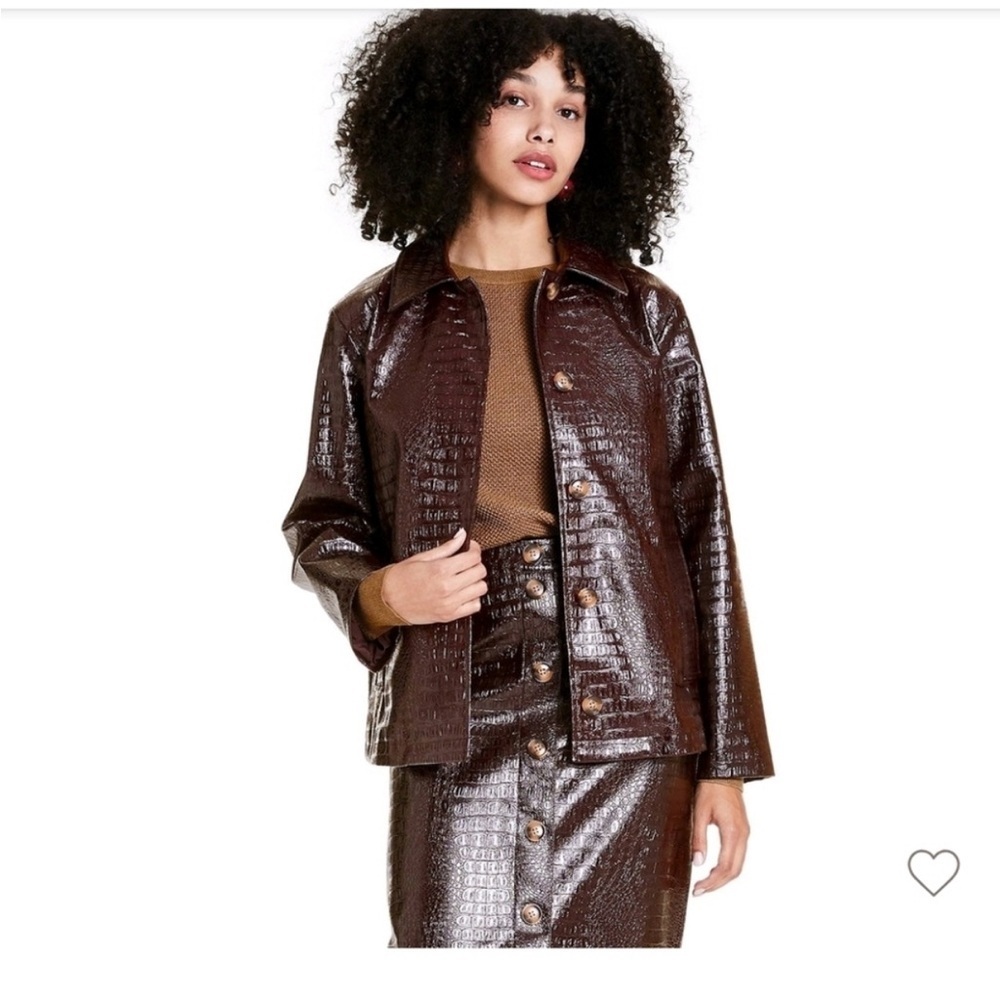 Rachel Comey x Target Faux Croc Leather Jacket Y2K Brown XS | Like New - Picture 3 of 9